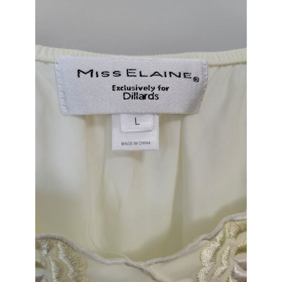 Miss Elaine Nightgown Size LARGE Yellow Floral Embroider Nylon Sleep - Picture 4 of 5